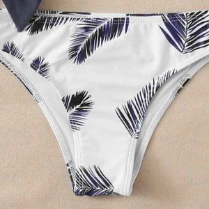 UNWORN SHEIN black & blue leaf bathing suit bottom